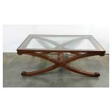 Glass topped coffee table, big, measures 30 x 50