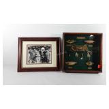 Fishing shadow box and framed picture of Marx