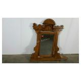 Mirror and frame, carved, 43", glass is scratched