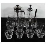Glassware, includes coffee percolator, coffee