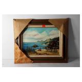 Beach landscape painting on canvas, artist signed