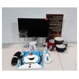 Mixed group, paintings on canvas, Dell monitor