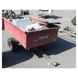 Lawn tractor Dump Cart, has tailgate, plus mower