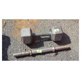 20lb steel Dumbbell plus extra dumbbell handle