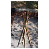 4 Bamboo tiki torch holders