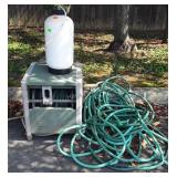 Ames water hose reel with 2 hoses, and sprayer