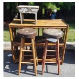 Rattan Furniture 3 shelf storage shelf, 2 counter