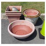 8 misc Plastic Flower Pots, various sizes
