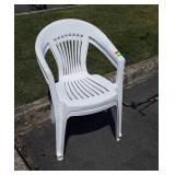 2 white plastic lawn Chairs