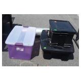 Three Storage Totes. File box type, other black