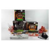Storage tote of Halloween village decor, includes