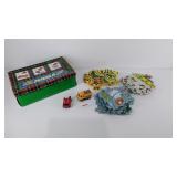 Toy, puzzle road set with truck & fire engine