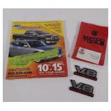 Car collectibles: Emblems and magazine