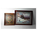 Two prints, flowers in vase and Lee K Parkinson