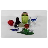 Colored glass group, includes Mosser Glass, green
