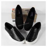 Ladies black slip on shoes,  Bob