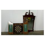 Mirror and bristle board dart board, mirror has a