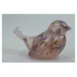 Fenton Glass Bird, handpainted, signed, 2 1/2"