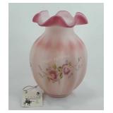 Fenton Glass, handpainted, signed, satin ruffled