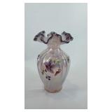 Fenton Glass, ruffle edge vase, handpainted,