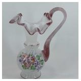 Fenton Glass Painted Ewer pitcher, 1996