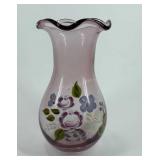 Teleflora painted vase by Fenton, stands 8" tall