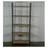 Laminate shelving unit, aluminum frame, 73" tall,