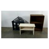 A bookcase and two display cabinets, bookcase