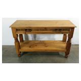 Unfinished pine sofa table with cork drawer, 18 x