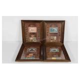 Stamp and coin sets, four framed sets, Indian
