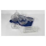 Fostoria glassware group, includes covered butter