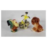 Figural planters, double bird are marked Maddux