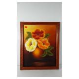 Framed poppy flower painting, 18.5" x 22.5"