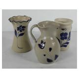 Three pieces of Williamsburg Pottery, two vases