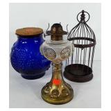 Home decor, includes cobalt blue canister with