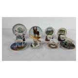 Eight cup and saucers, one has been repaired