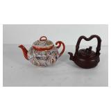 Two teapots, includes hand painted geisha teapot