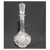 Crystal decanter,  14" tall, etched rose design,