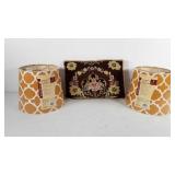 Home decor, two portfolio lamp shades and
