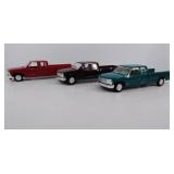 Three model trucks, Chevrolet, plastic