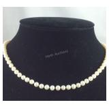 3MM white pearl necklace with 10k gold clasp 17in