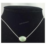 Sterling silver and jadeite necklace 16in