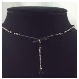 Sterling silver black faceted beaded necklace