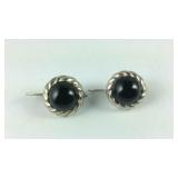 Sterling silver and onyx earrings