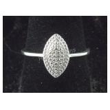 Size 8 Sterling elongated  diamond accent ring