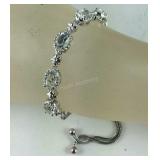 White topaz platinum bond and stainless bolo