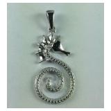Sterling blue diamond seahorse pendant