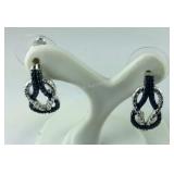 Sterling blue diamond accent J-Hoop rhodium and