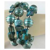 Green shell and bead wrap around bracelet