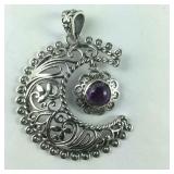 Artisan crafted Sterling 1.5ct amethyst sun and